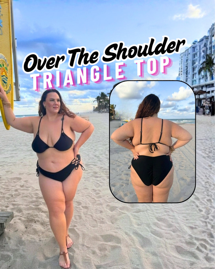 NEW Classic Black Over The Shoulder Bikini Triangle Top