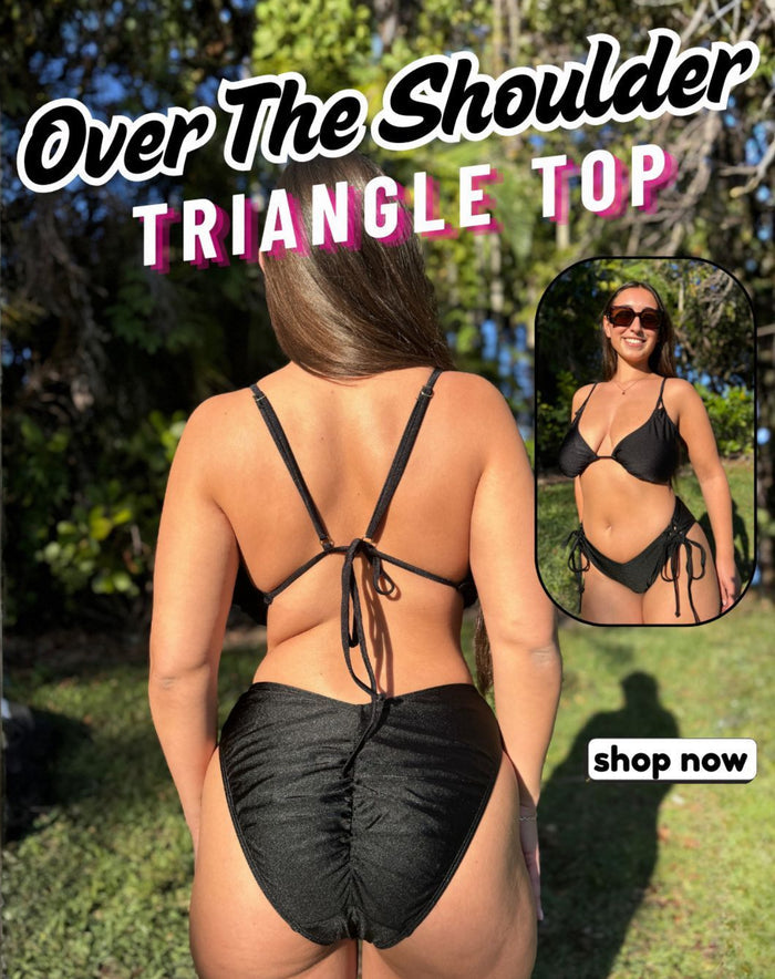 NEW Classic Black Over The Shoulder Bikini Triangle Top