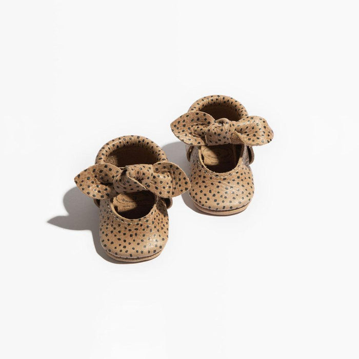 Newborn Almond Speckles Knotted Bow Baby Shoe - Babies in Bloom