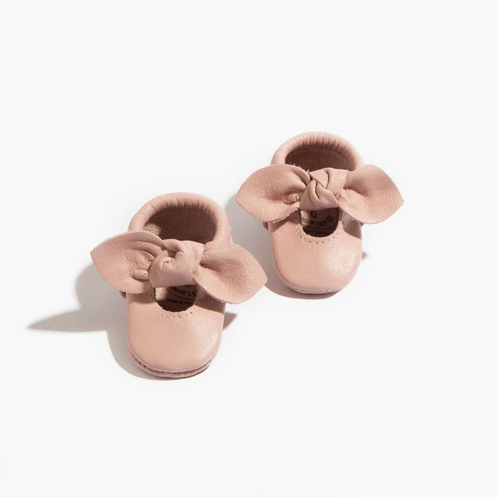 Newborn Blush Knotted Bow Baby Shoe - Babies in Bloom