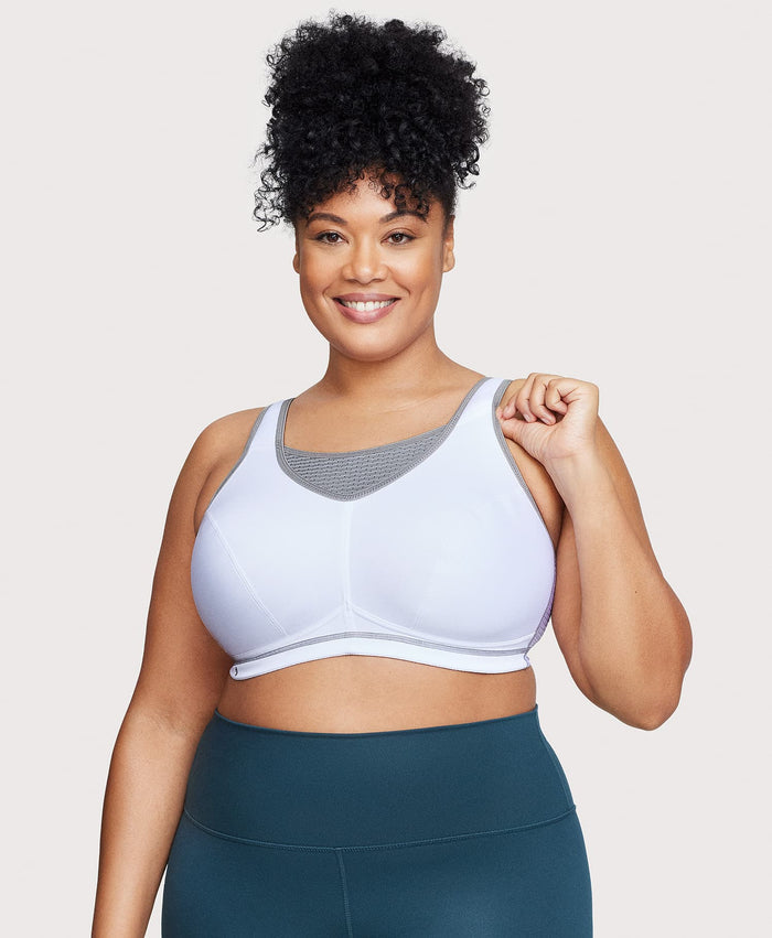No-Bounce Camisole Elite Sports Bra White/Gray