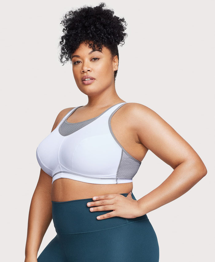 No-Bounce Camisole Elite Sports Bra White/Gray