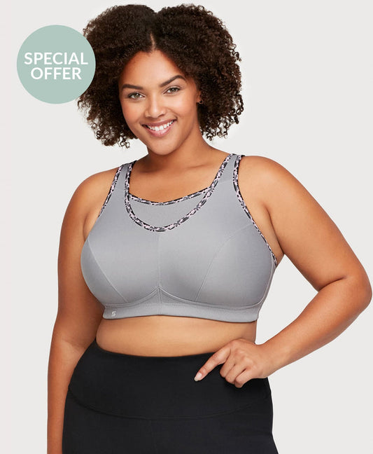 No-Bounce Camisole Sports Bra Soft Gray