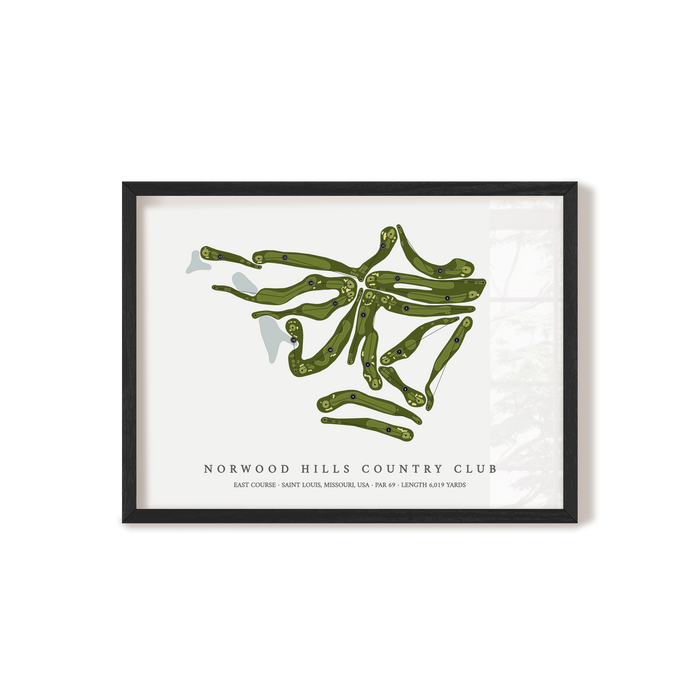 Norwood Hills Country Club - East Course | Golf Course Map | Black Frame
