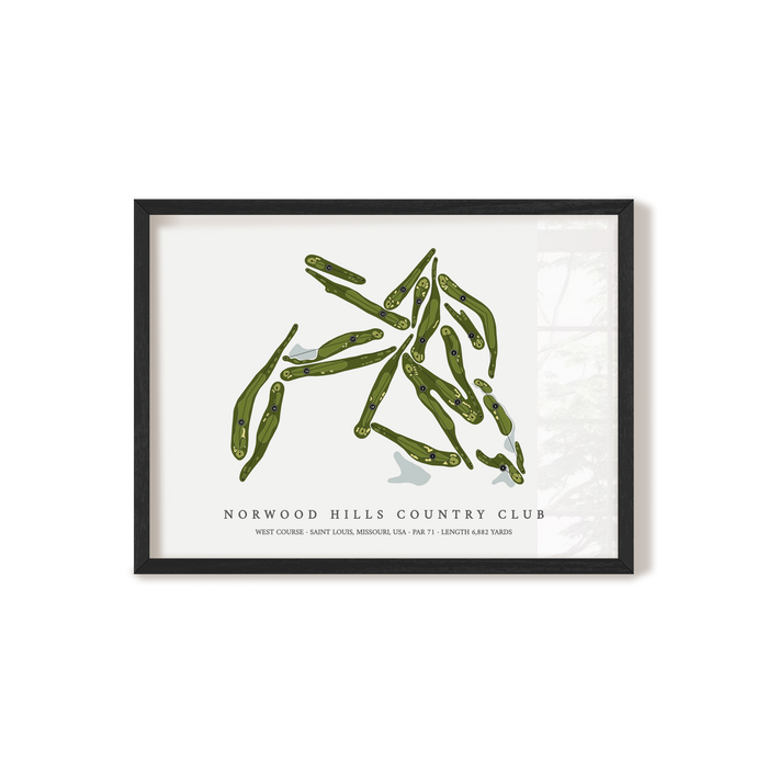 Norwood Hills Country Club - West Course | Golf Course Map | Black Frame