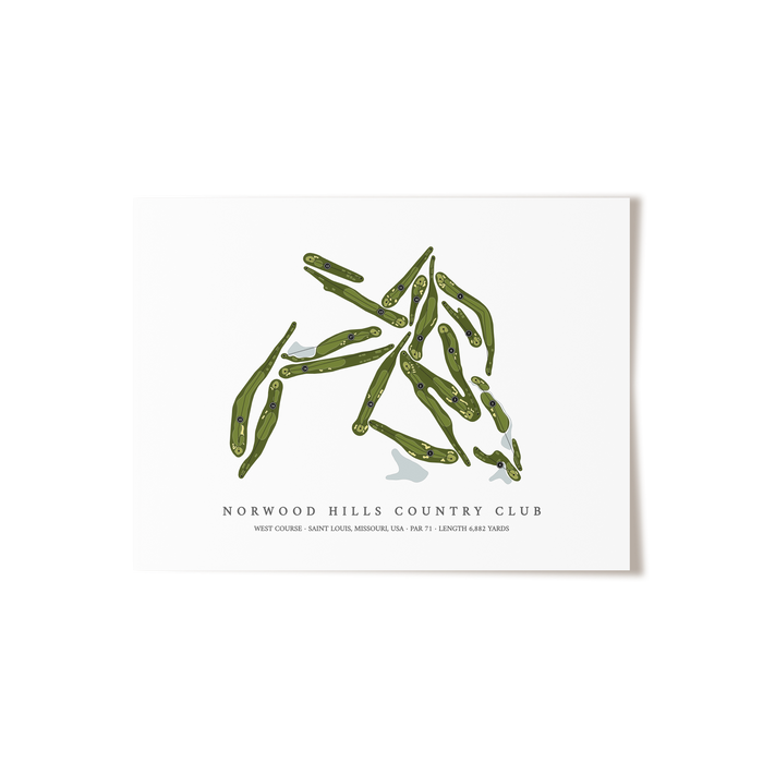 Norwood Hills Country Club - West Course | Golf Course Map | Unframed