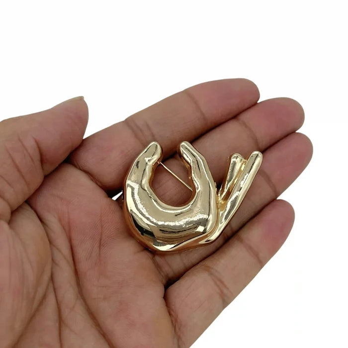 OK Hand Gesture Metal Brooch