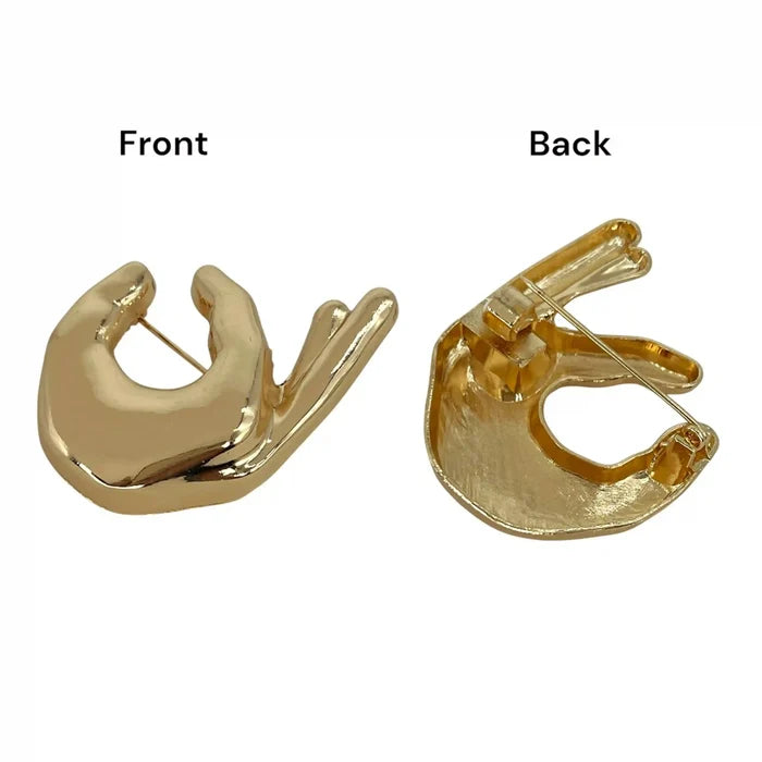 OK Hand Gesture Metal Brooch