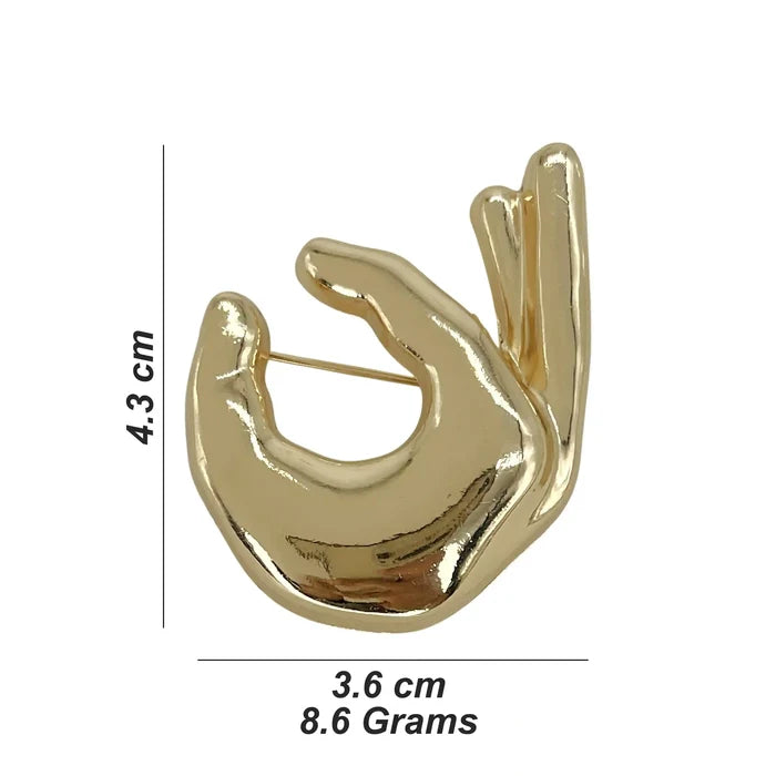 OK Hand Gesture Metal Brooch