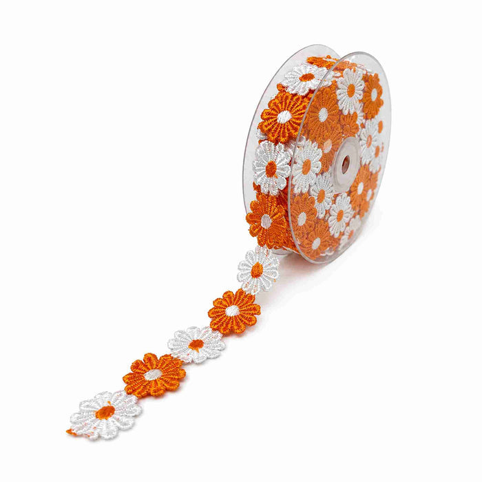 Orange & White Daisy Floral Lace
