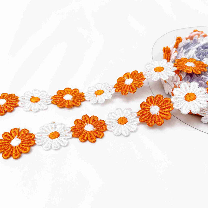 Orange & White Daisy Floral Lace