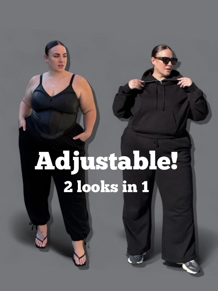 Organic Cotton Adjustable Joggers - Black