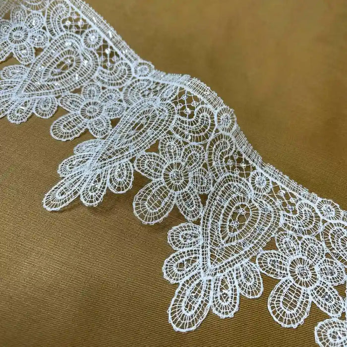 Ornate Paisley Floral White Lace | Width 9.9cm (3.9 inches) 99mm | SKU-FML-19