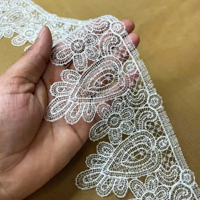 Ornate Paisley Floral White Lace | Width 9.9cm (3.9 inches) 99mm | SKU-FML-19