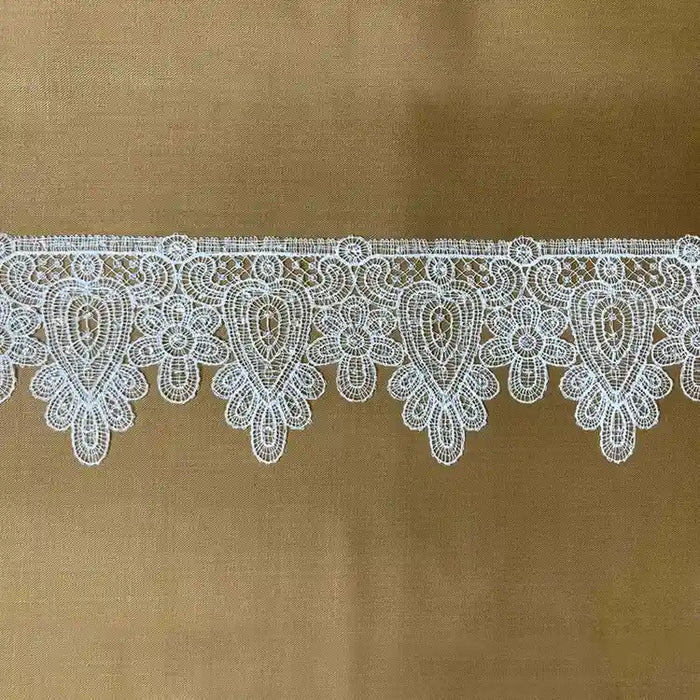 Ornate Paisley Floral White Lace | Width 9.9cm (3.9 inches) 99mm | SKU-FML-19