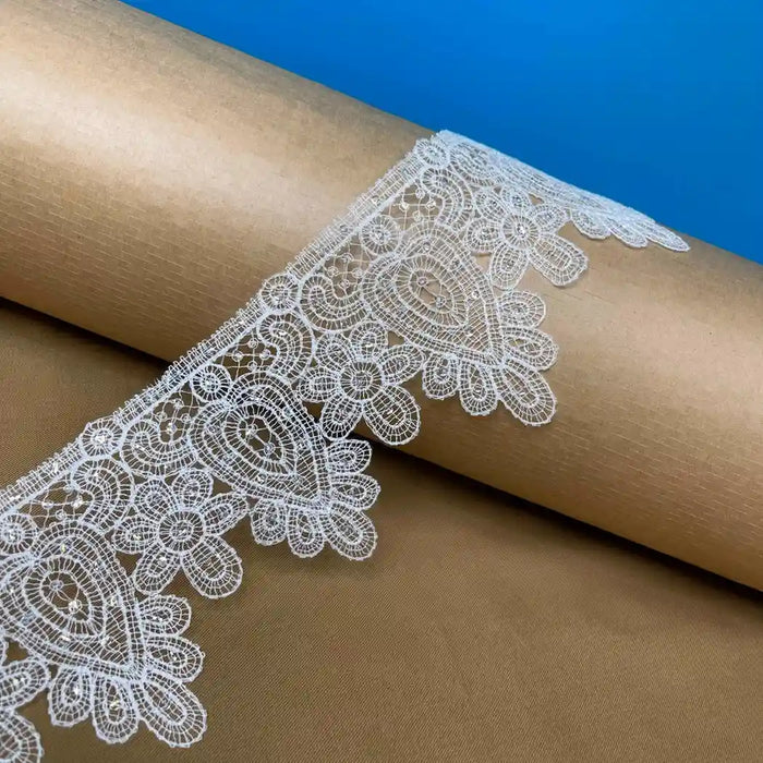 Ornate Paisley Floral White Lace | Width 9.9cm (3.9 inches) 99mm | SKU-FML-19