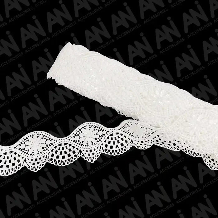 Oval Chrysanthemums Floral Sequins Lace | 2 Meter
