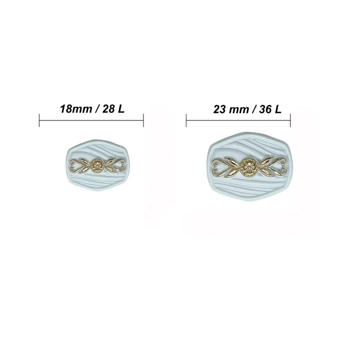 Oval Designer Metal Button with Floral Motif | 18mm(28L) & 23mm(36L)