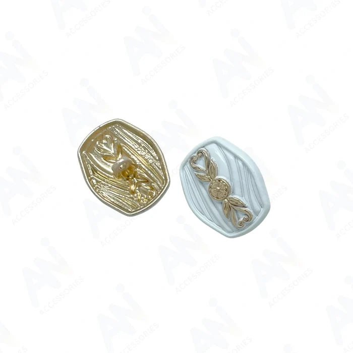 Oval Designer Metal Button with Floral Motif | 18mm(28L) & 23mm(36L)