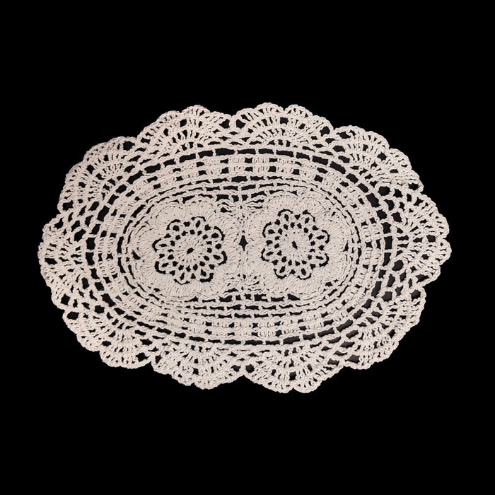 Oval Floral Crochet Cotton Sew Doily Patch