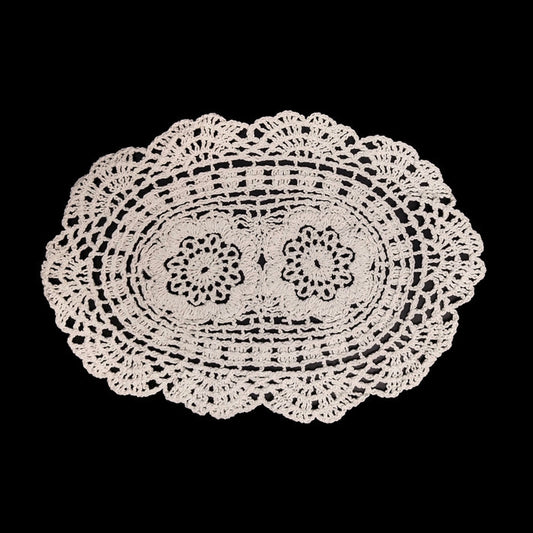 Oval Floral Crochet Cotton Sew Doily Patch