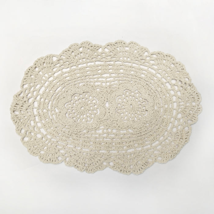 Oval Floral Crochet Cotton Sew Doily Patch