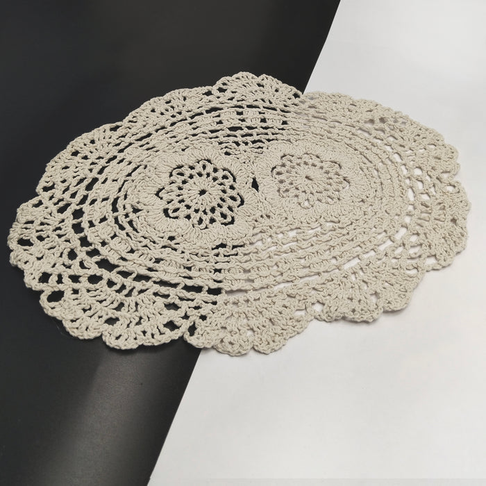 Oval Floral Crochet Cotton Sew Doily Patch