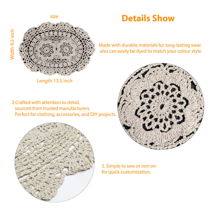 Oval Floral Crochet Cotton Sew Doily Patch