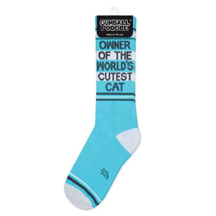 Owner Of The World's Cutest Cat Gym Crew Socks - Dog.Dog.Cat.