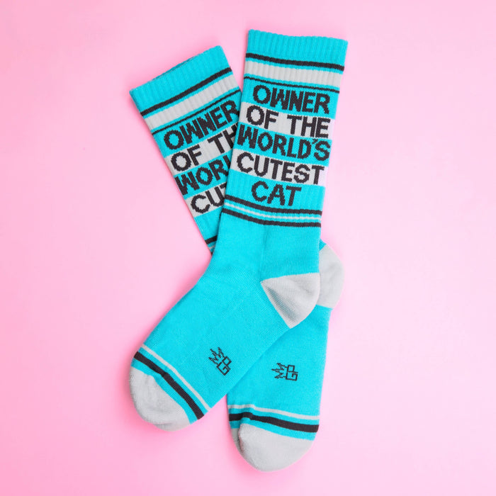Owner Of The World's Cutest Cat Gym Crew Socks - Dog.Dog.Cat.