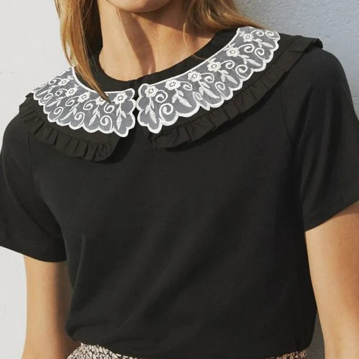 Pair Of Organza Floral Style Collar Neckline Patch