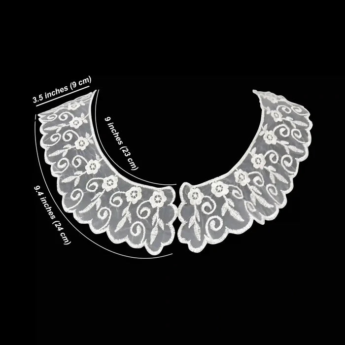 Pair Of Organza Floral Style Collar Neckline Patch