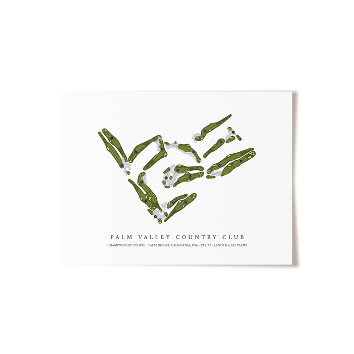 Palm Valley Country Club - Championship Course | Golf Course Map | Unframed