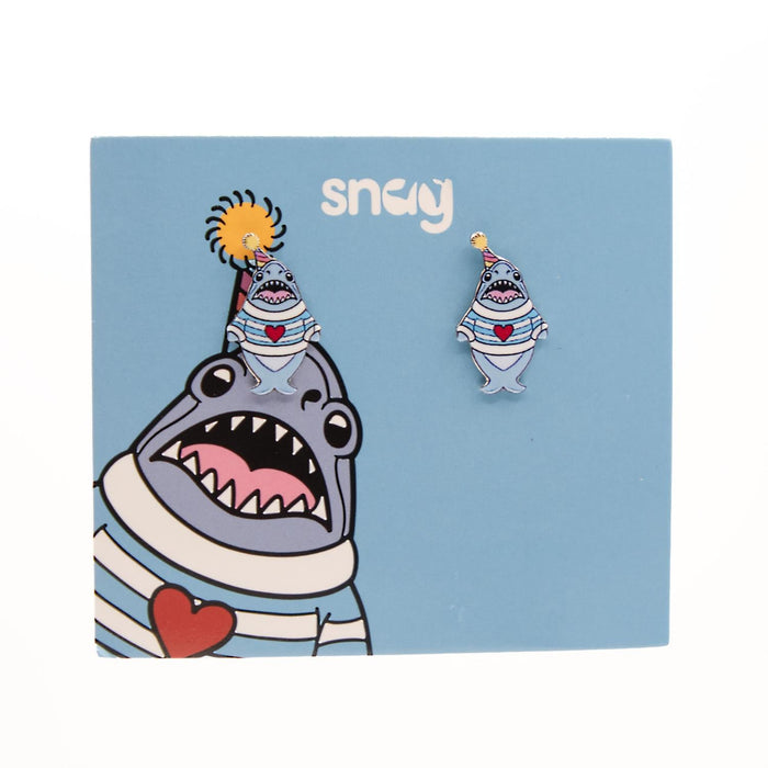 Party Chompy Shark Earrings - Silver