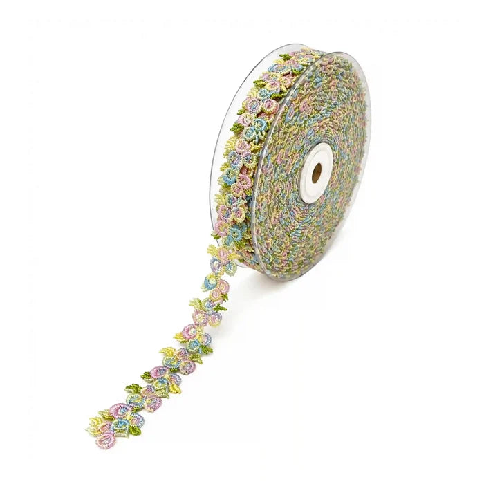 Pastel Floral Embroidered Lace
