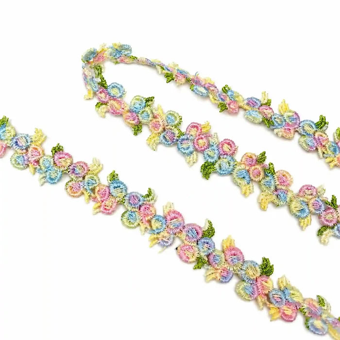 Pastel Floral Embroidered Lace