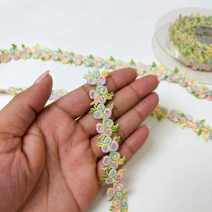 Pastel Floral Embroidered Lace
