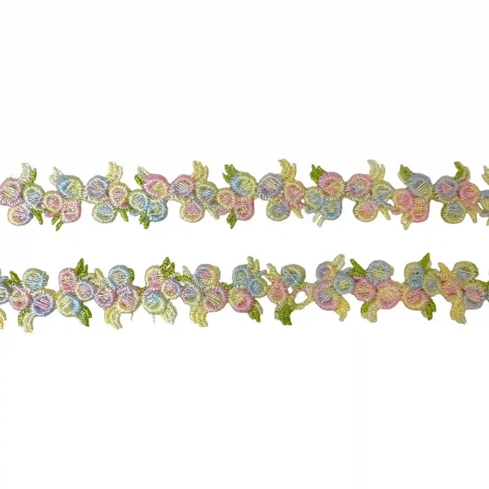 Pastel Floral Embroidered Lace