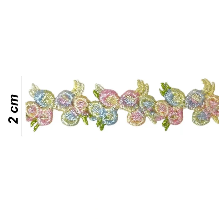 Pastel Floral Embroidered Lace