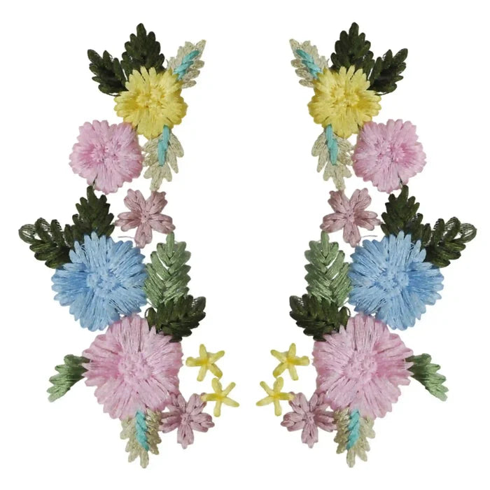Pastel Floral Embroidered Patch