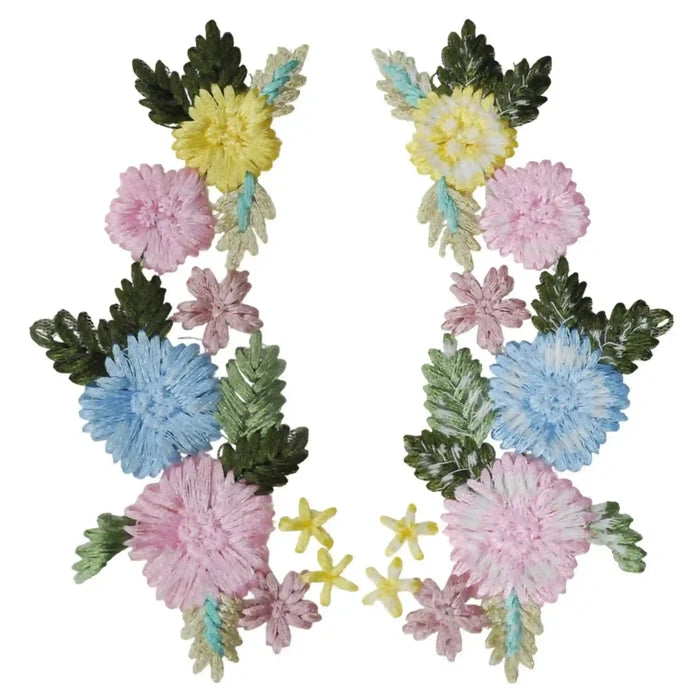 Pastel Floral Embroidered Patch