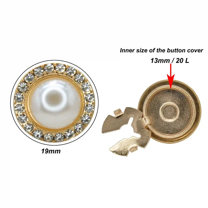 Pearl Cabochon Style Button Cover | 19mm(30L)