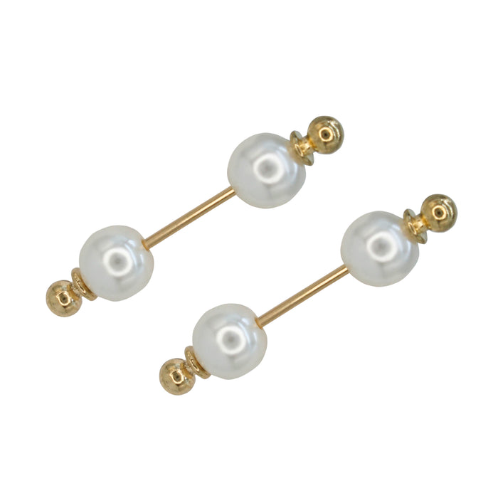 Elegant Ani Accessories Pearl Bar Brooches for Women with Gold Accents and Classic Design