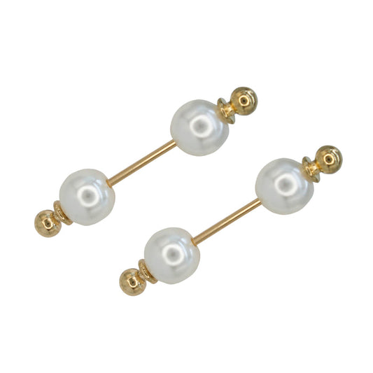 Elegant Ani Accessories Pearl Bar Brooches for Women with Gold Accents and Classic Design