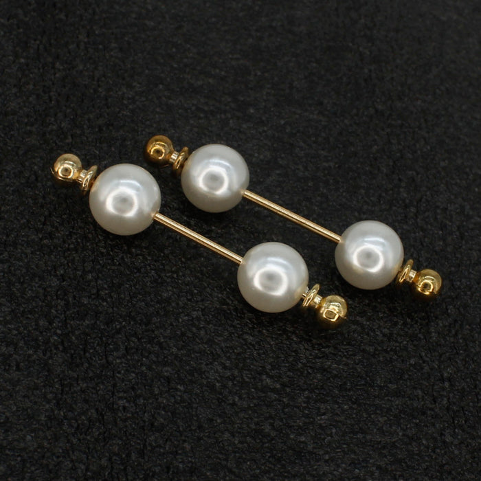 Elegant Ani Accessories Pearl Bar Brooches for Women featuring four lustrous pearls on a gold bar