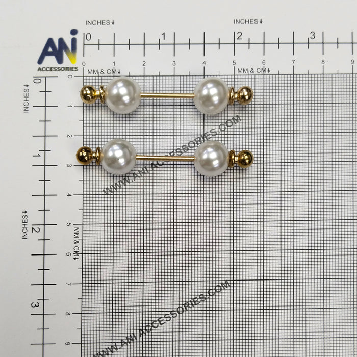 Elegant Ani Accessories Pearl Bar Brooches for Women with Classic Design and Gold Accents