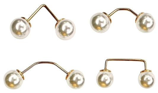 Pearl & Gold Curved Anti Exposure Brooch Adjusting Pins