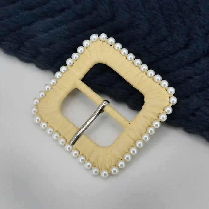 Ani Accessories Raffia Rattan Handmade Buckle for Belt Bag Clothing Decoration DIY Craft Ladies Fashion Accessory