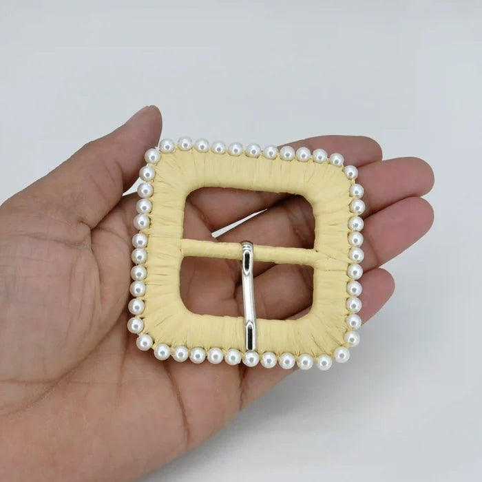 Ani Accessories Raffia Rattan Handmade Buckle for Belt Bag Garment Decoration DIY Craft Women Fashion Accessory