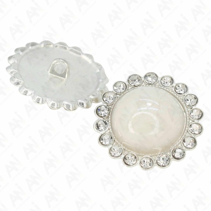 Pearl Rhinestone Shank Metal Buttons | 18mm(28L) & 20mm(32L)